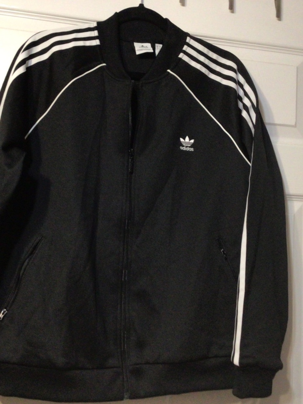 1.	Adidas Essentials Warm-Up Slim 3 Striped Track Jacket Size XL- Black